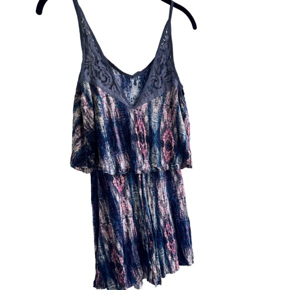 Ecote Tiered Tank Top Womens XS Tunic Boho Watercolor Layered Crochet - Picture 4 of 13